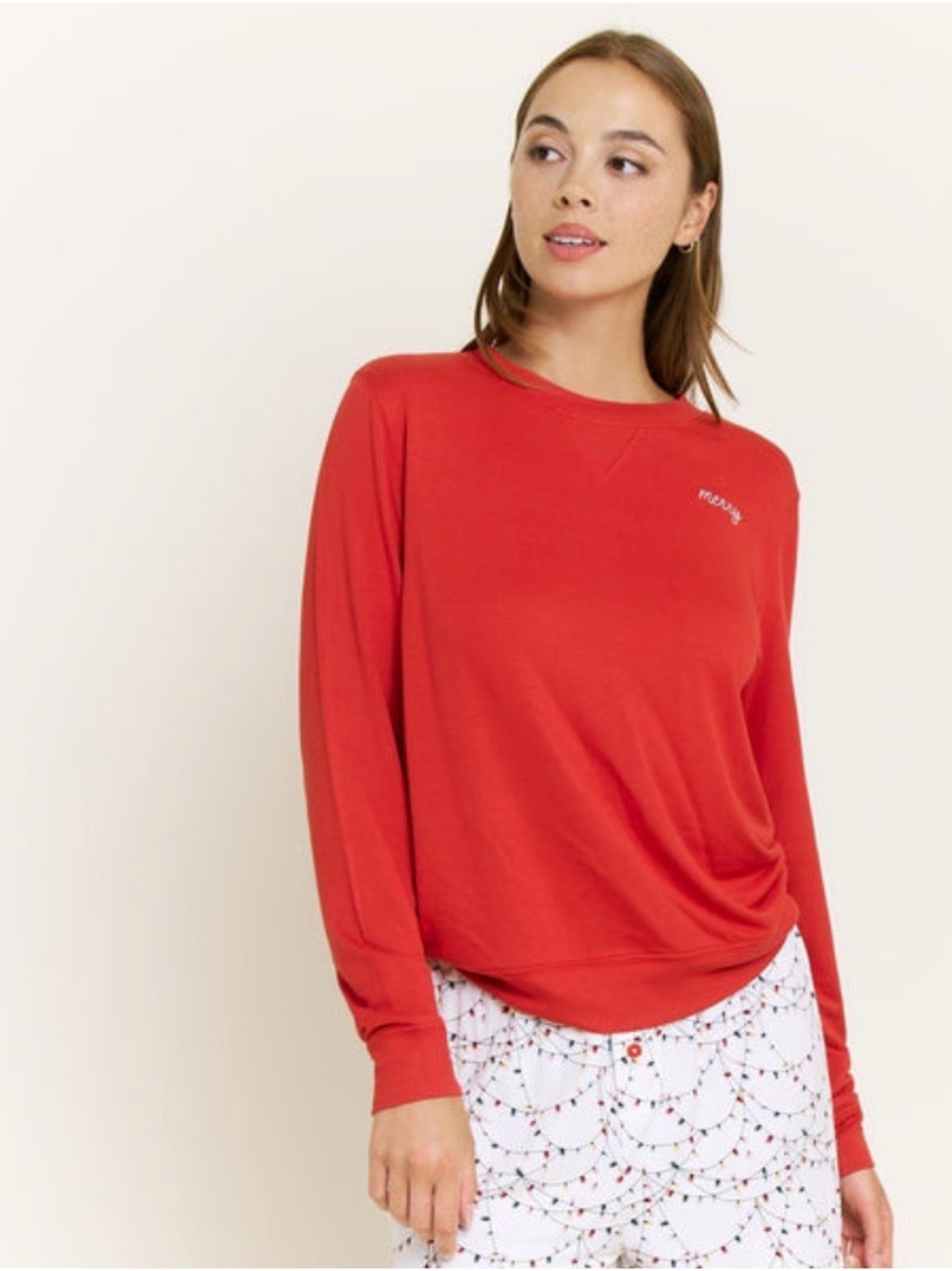 NWT Honeydew Intimates Merry Red Long-Sleeve Pullover Long Sleeve PJ Size S
